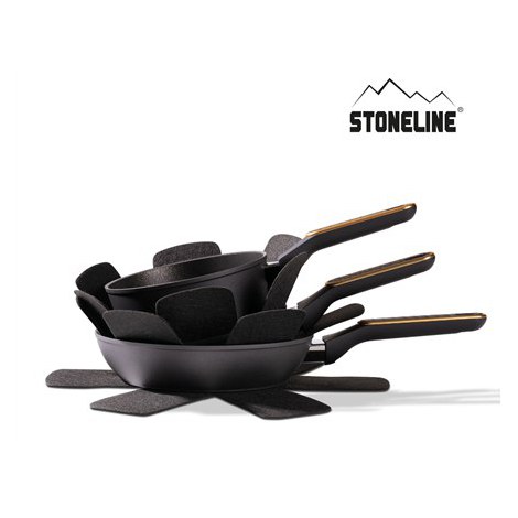 Zestaw naczyń kuchennych Stoneline, kuty, z zabezpieczeniem patelni, 11 szt., Stoneline w kolorze różowego złota - 8